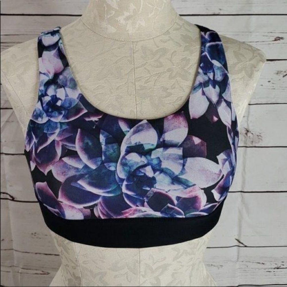 Spalding Blue Floral‎ Print Sports Bra